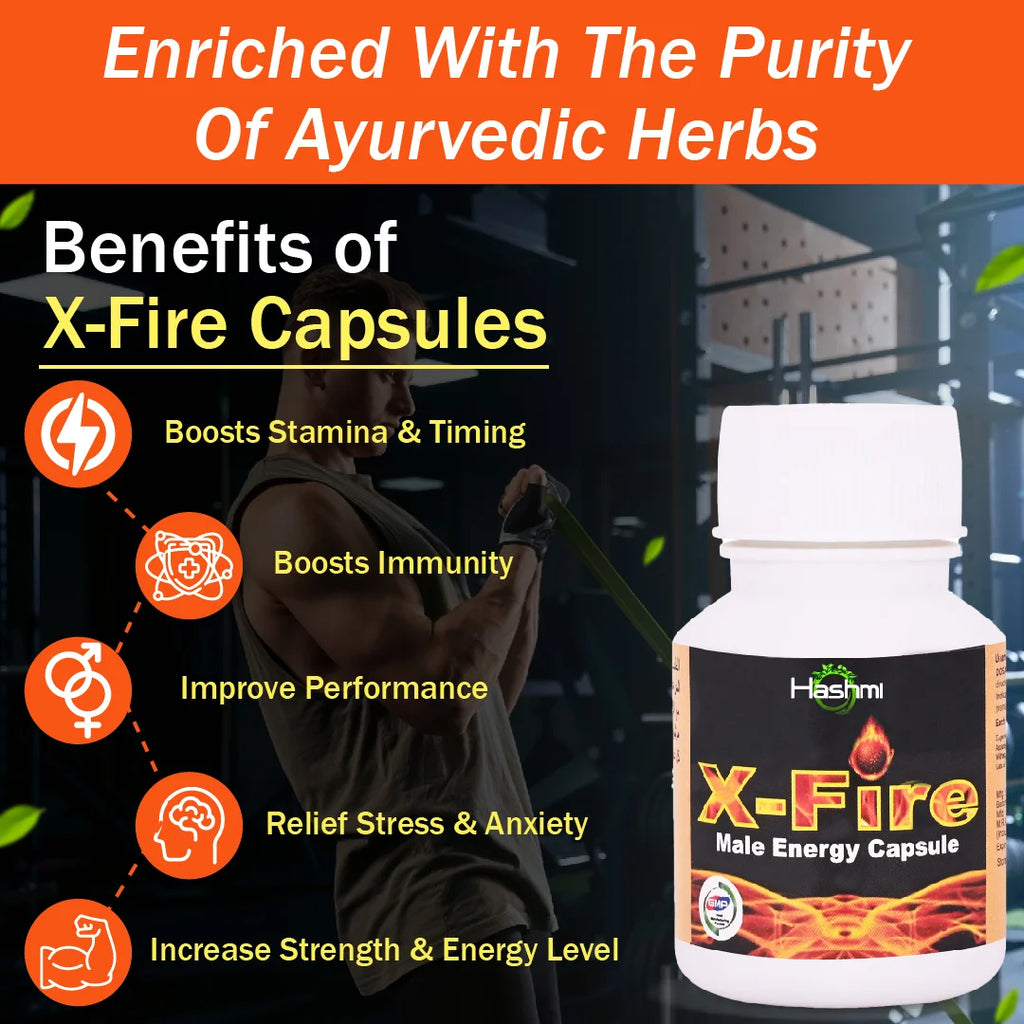 X Fire Capsule (20 Capsule) | Ayurvedic Herbal Supplement For Stamina, Enhanced Performance & Power For Men
